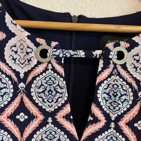 Ivanka Trump Navy Blue Ikat Sleeveless Mini Dress - Picture 6 of 10